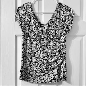 White House Black Market Floral Wrap Shirt